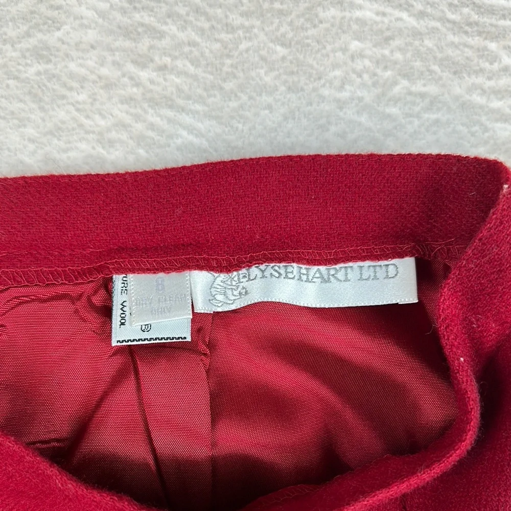 Red Midi Pencil Skirt for Cocktail 100% Pure Wool